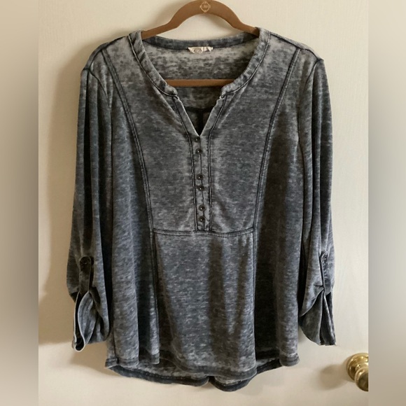 Jane and Delancey Tops - Jane and Delancey Charcoal Mineral Wash Top